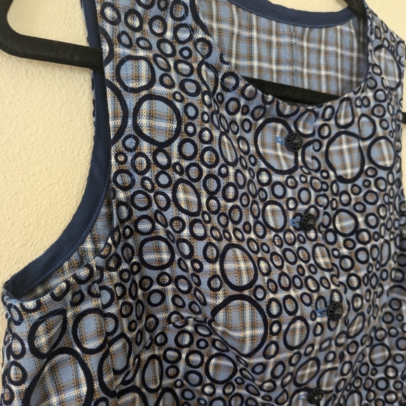 Handmade Geometric Velvet Swing Vest Sleeveless Top sz S - Picture 4 of 7